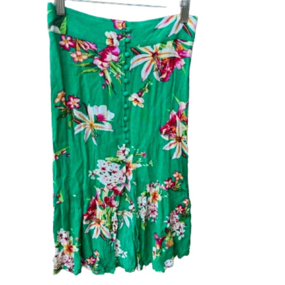 Express Tropical Floral Buttoned Midi Skirt NWOT - Picture 5 of 8